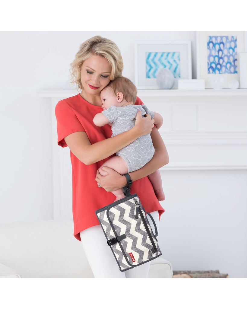 slide 2 of 5, Skip Hop Pronto Baby Changing Station & Diaper Clutch - Chevron, 1 ct