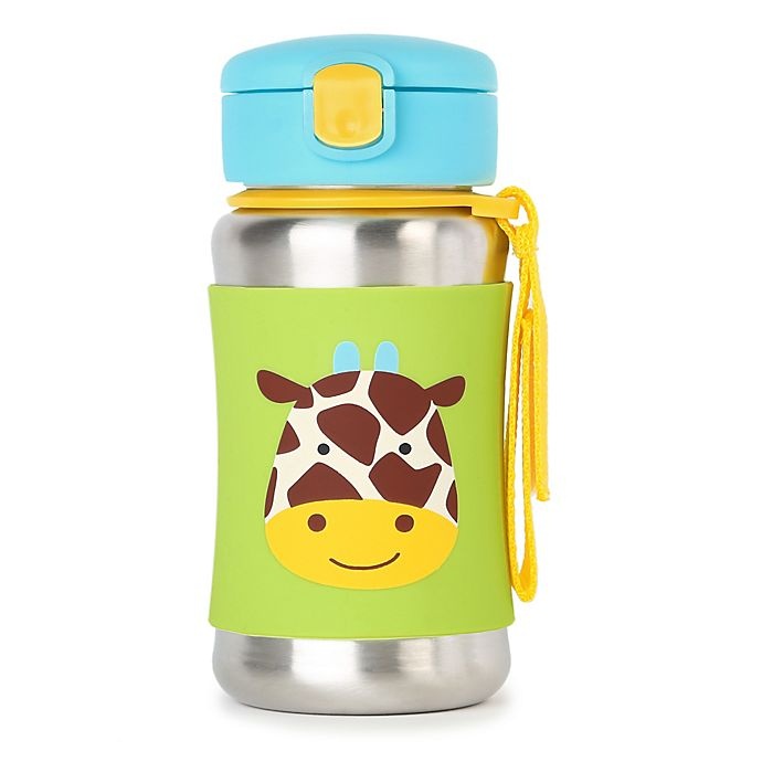 slide 1 of 3, Skip Hop SKIP*HOP Zoo Giraffe Stainless Steel Straw Bottle, 1 ct