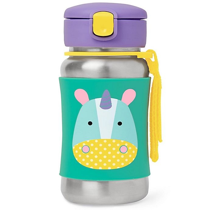 slide 1 of 5, Skip Hop SKIP*HOP Zoo Unicorn Straw Bottle - Stainless Steel, 12 oz