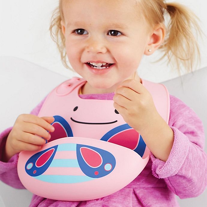 slide 3 of 5, Skip Hop SKIP*HOP Butterfly ZOO Fold & Go Silicone Bib, 1 ct