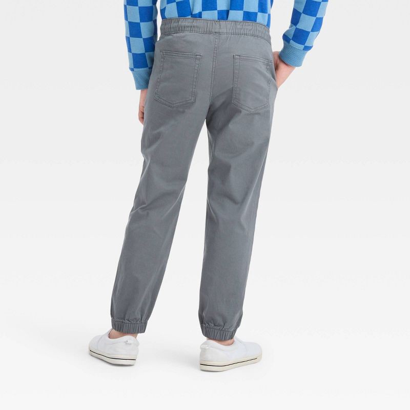 slide 2 of 3, Boys' Stretch Woven Jogger Pull-On Pants - Cat & Jack™ Gray 10: Cotton-Spandex Blend, Midweight, Elastic Waist, Tapered Leg, 1 ct