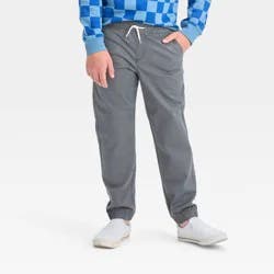Boys' Stretch Woven Jogger Pull-On Pants - Cat & Jack™ Gray 12: Midweight, Reinforced Knee, Elastic Waist