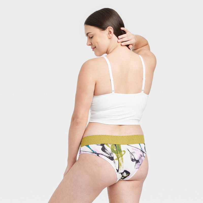Women's Cotton Cheeky Underwear with Lace Waistband - Auden Off-White S 1  ct