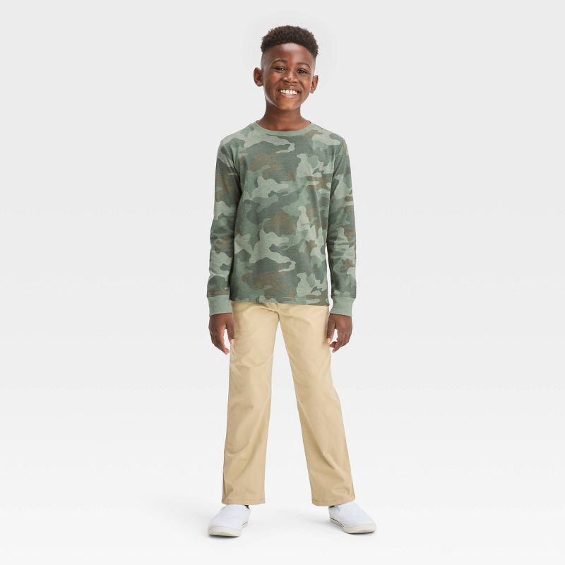 slide 3 of 3, Boys' Stretch Straight Fit Woven Pull-On Pants - Cat & Jack™ Beige 16, 1 ct