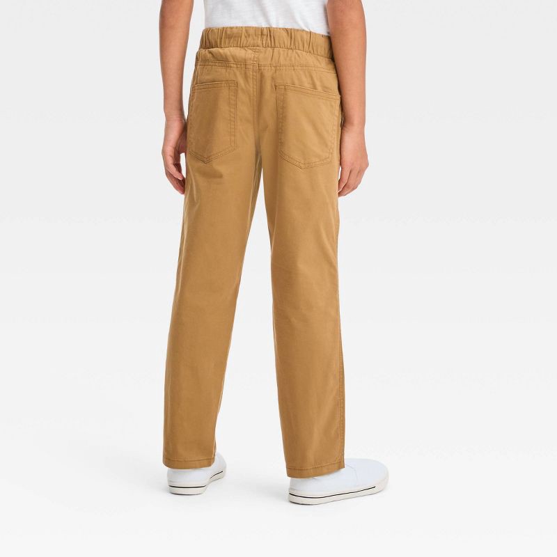 slide 2 of 3, Boys' Stretch Straight Fit Woven Pull-On Pants - Cat & Jack™ Brown 10, 1 ct