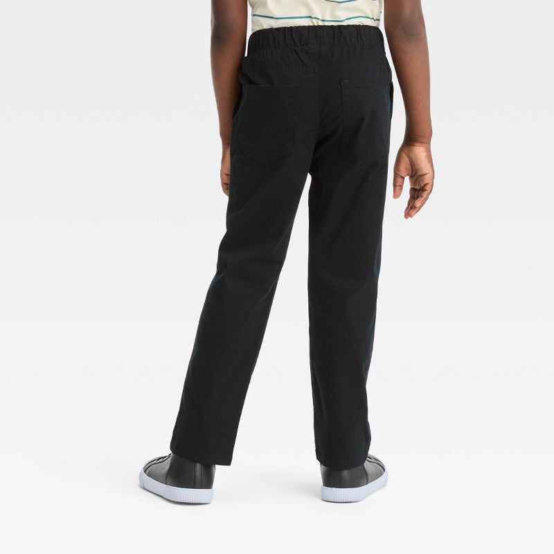 slide 2 of 3, Boys' Straight Fit Woven Pull-On Pants - Cat & Jack™ Black 6: Lightweight Mid Rise with Pockets, 1 ct