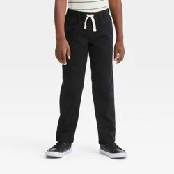 Boys' Straight Fit Woven Pull-On Pants - Cat & Jack™ Black 6: Lightweight Mid Rise with Pockets