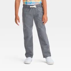 Boys' Straight Fit Woven Pull-On Pants - Cat & Jack™ Gray 8: Reinforced Knee, Side Pocket