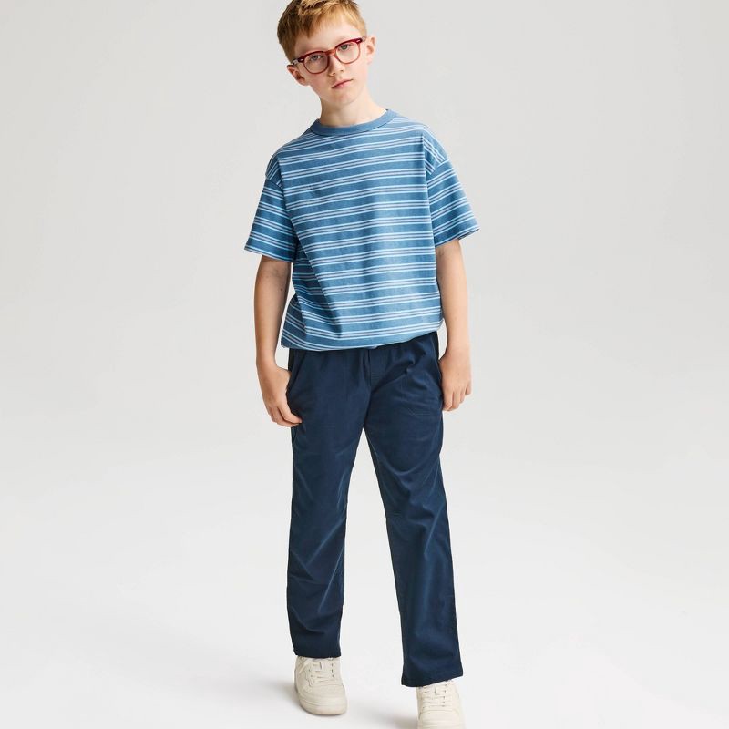 slide 1 of 5, Boys' Straight Fit Woven Pull-On Pants - Cat & Jack™ Navy Blue 6: School Uniform, Reinforced Knee, 1 ct