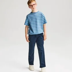 Boys' Straight Fit Woven Pull-On Pants - Cat & Jack™ Navy Blue 6: School Uniform, Reinforced Knee
