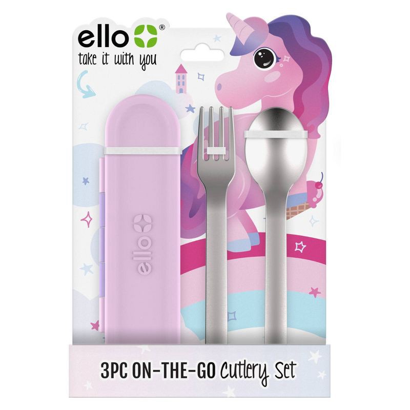 slide 1 of 4, Kids' on The Go Cutlery Set Pink - Ello, 1 ct