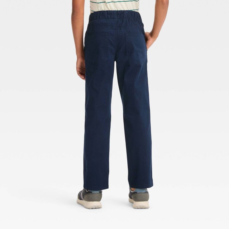 slide 3 of 3, Boys' 2pk Stretch Straight Fit Woven Pull-On Pants - Cat & Jack™ Navy Blue 10: Cotton Spandex, Reinforced Knee, 2 ct