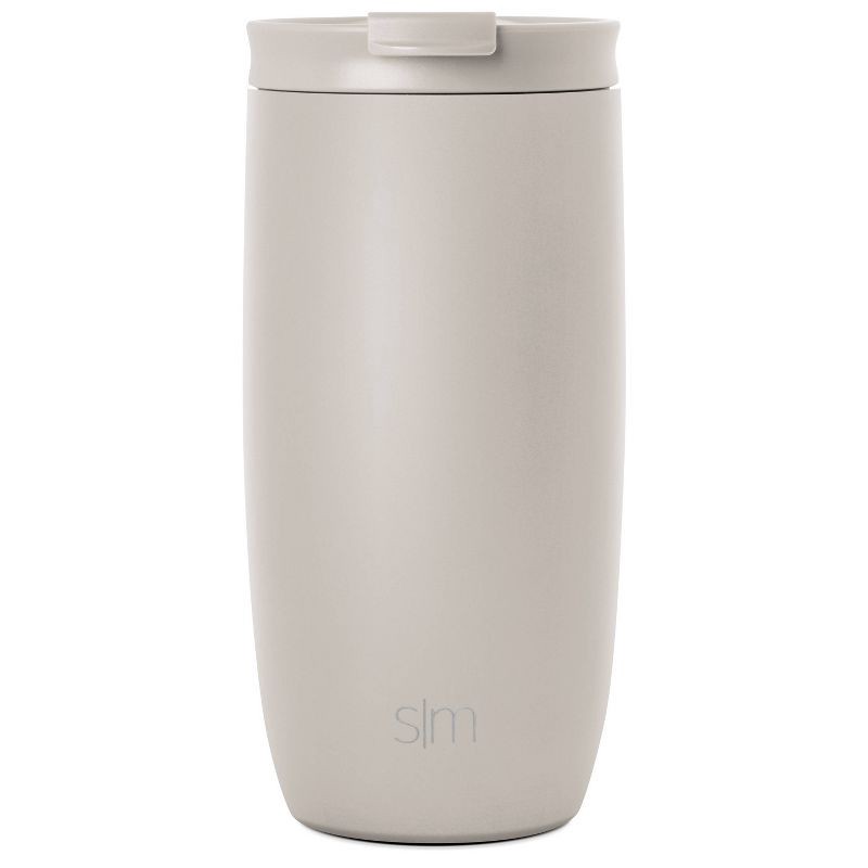 slide 1 of 3, Simple Modern Voyager 16oz Stainless Steel Travel Mug with Insulated Flip Lid Powder Coat Almond Birch, 16 oz