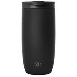Simple Modern Voyager 16oz Stainless Steel Travel Mug with Insulated Flip Lid Powder Coat Black: Coffee Tumbler, Hand Wash