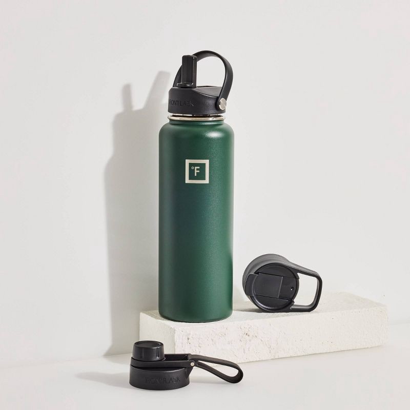 slide 2 of 6, IRON FLASK 40oz Stainless Steel Wide Mouth Hydration Bottle with Flex Straw Lid Dark Pine, 40 oz