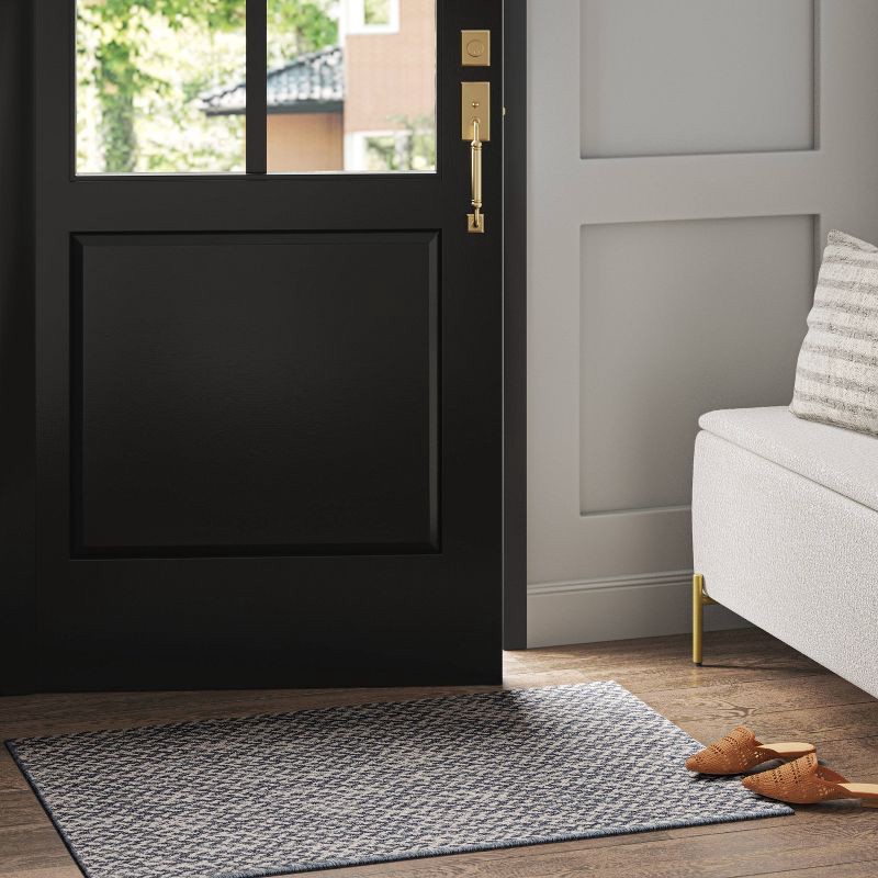 slide 2 of 4, 2'6"x3'8" Washable Weave Herringbone Accent Rug Indigo - Threshold™: Tufted, Skid-Resistant, Indoor Use, 1 ct