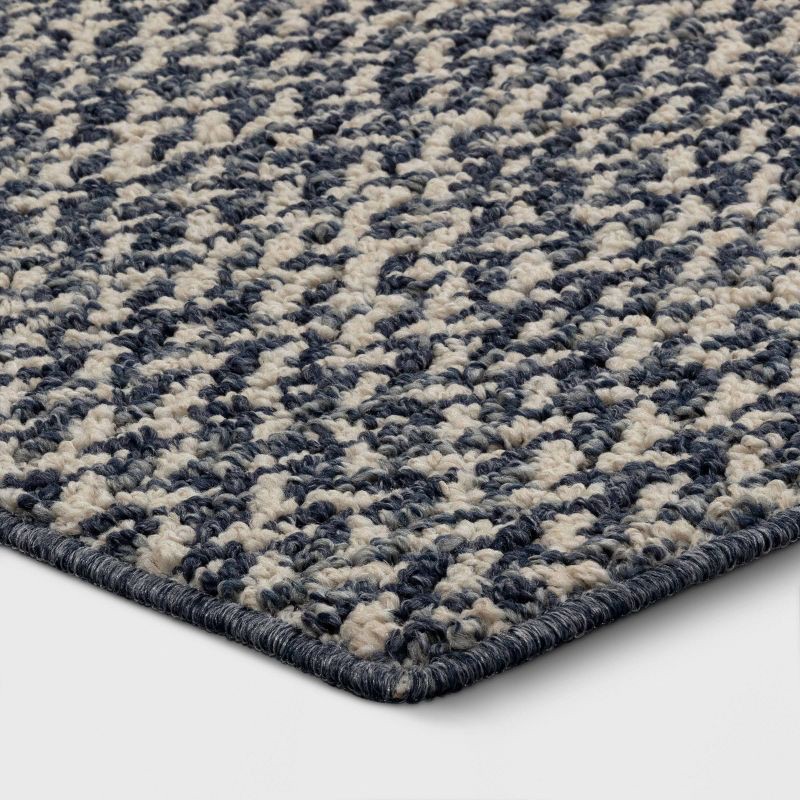 slide 3 of 4, 2'6"x3'8" Washable Weave Herringbone Accent Rug Indigo - Threshold™: Tufted, Skid-Resistant, Indoor Use, 1 ct