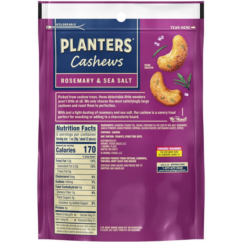 slide 5 of 9, Planters Rosemary & Sea Salt Cashew - 5oz, 5 oz