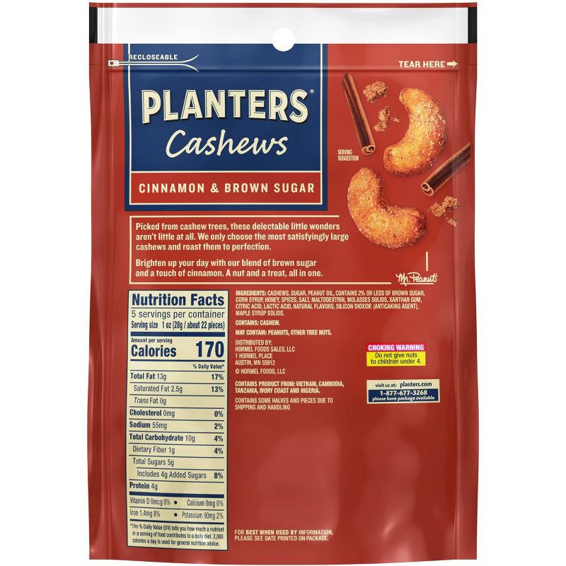 slide 4 of 8, Planters Cinnamon Brown Sugar Cashews - 5oz, 5 oz