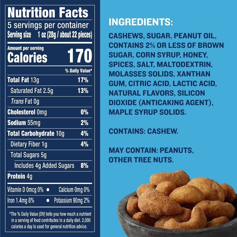 slide 7 of 9, Planters Cinnamon Brown Sugar Cashews - 5oz, 5 oz
