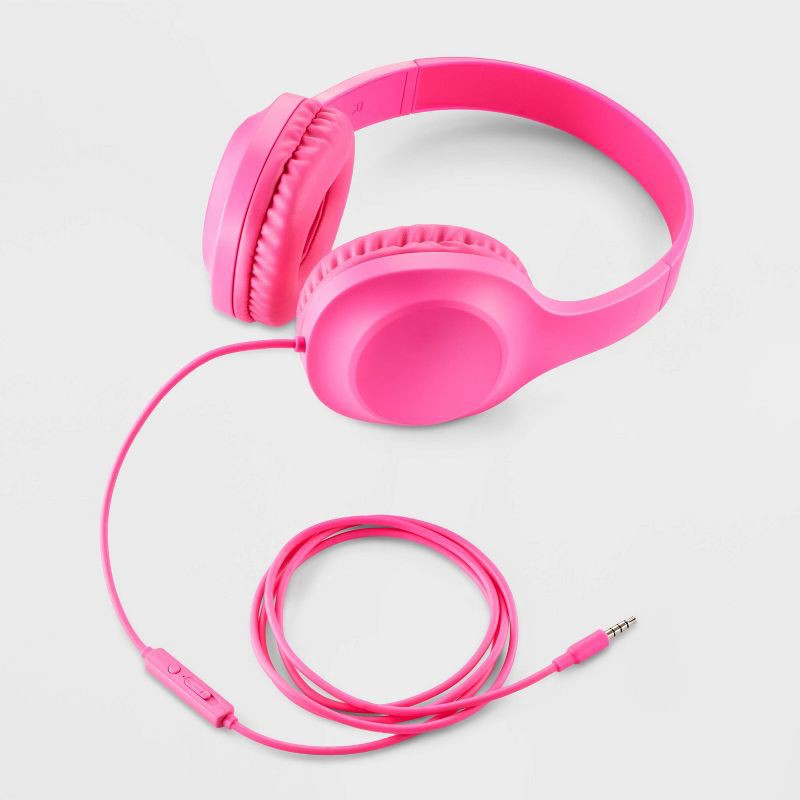 slide 2 of 4, 4ft-Wired On-Ear Headphones - heyday™ Neon Pink, 4 ft
