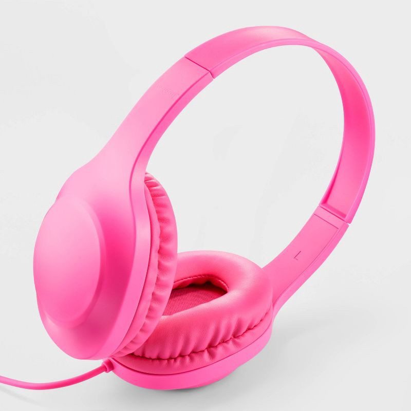 slide 3 of 4, 4ft-Wired On-Ear Headphones - heyday™ Neon Pink, 4 ft