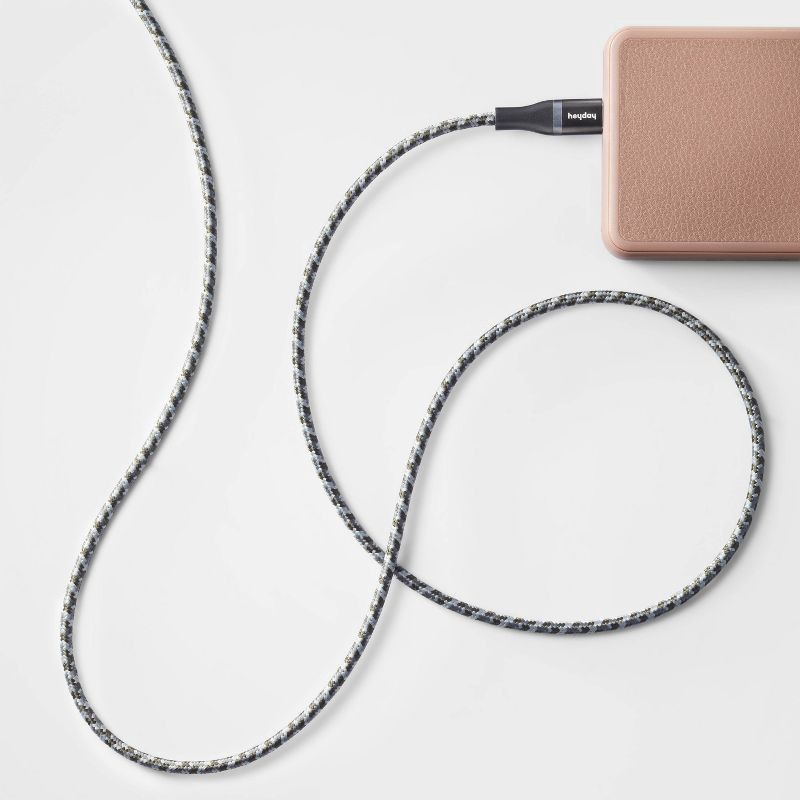 slide 2 of 3, 6' Lightning to USB-C Braided Cable - heyday™ Black: Male-To-Male Connection, 1 ct
