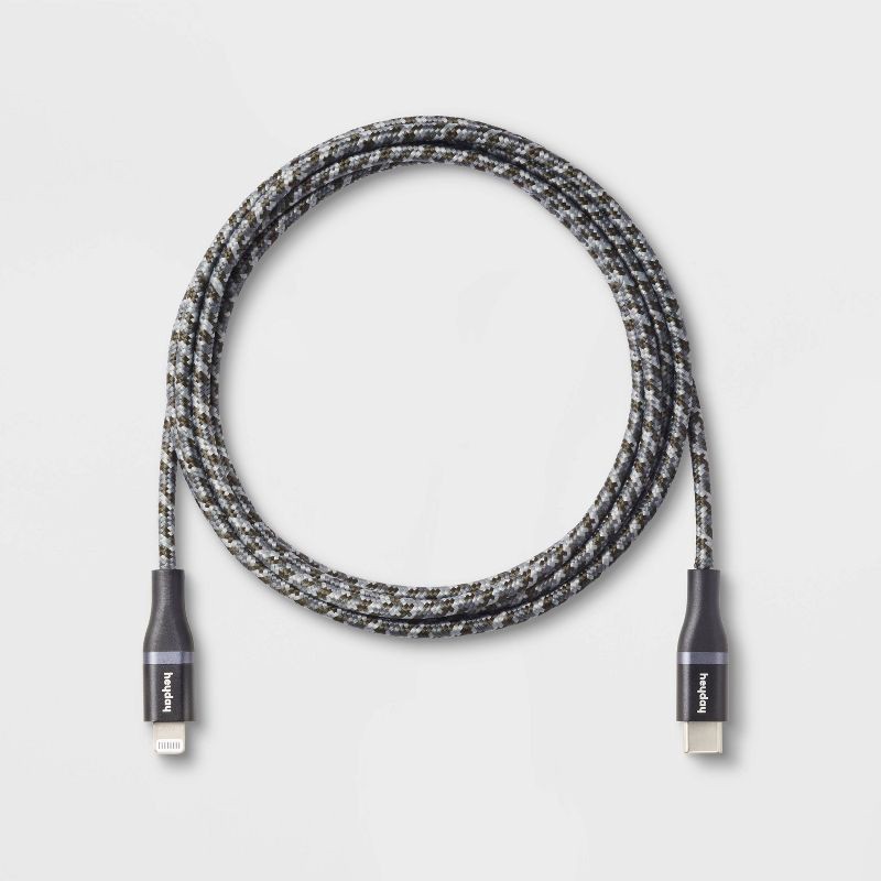 slide 3 of 3, 6' Lightning to USB-C Braided Cable - heyday™ Black: Male-To-Male Connection, 1 ct