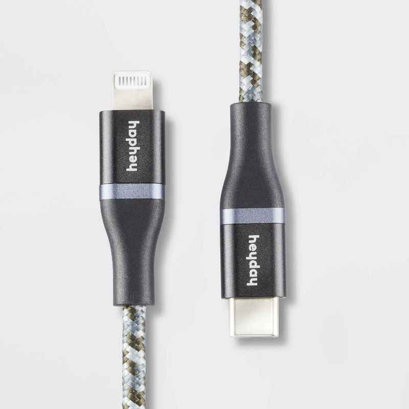 slide 1 of 3, 6' Lightning to USB-C Braided Cable - heyday™ Black: Male-To-Male Connection, 1 ct