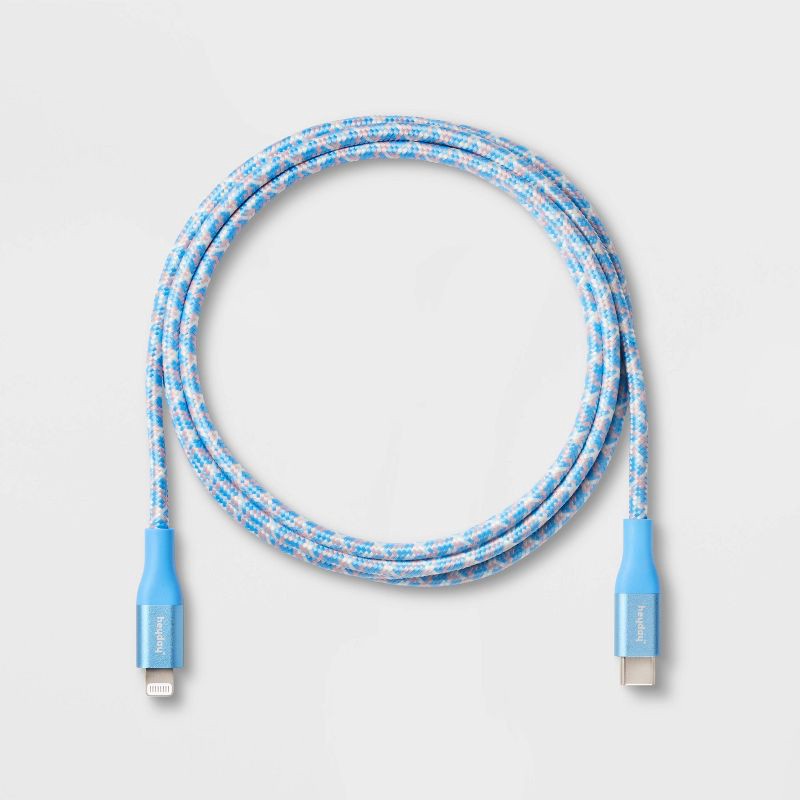 slide 3 of 3, 6' Lightning to USB-C Braided Cable - heyday™ Tranquil Blue: iPhone Charging Cord, 1 ct