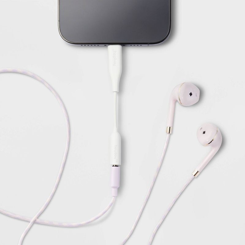 slide 2 of 3, 3" Lightning to Aux Audio Adapter - heyday™ White: 3.5mm Jack, iPhone Compatible, 1 ct