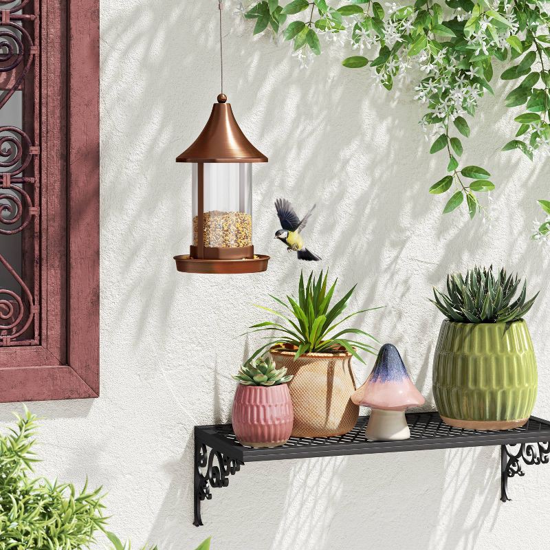 slide 2 of 4, Outdoor Bird Feeder 11" - Copper Finish - Threshold™: Rust-Resistant, No Assembly, Glass & Iron Material, 1 ct