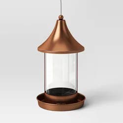 Outdoor Bird Feeder 11" - Copper Finish - Threshold™: Rust-Resistant, No Assembly, Glass & Iron Material