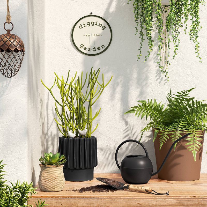 slide 2 of 3, 0.4gal Iron Outdoor Watering Can with Powder Coat Finish Black - Threshold™, 0.4 gal