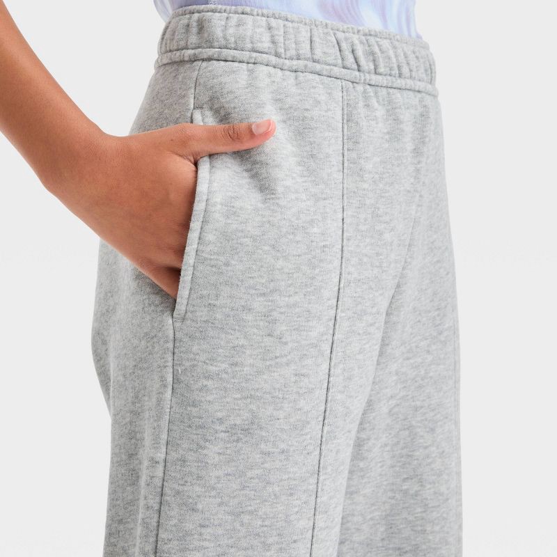Girls' Fleece Joggers - All in Motion Heathered Gray S 1 ct
