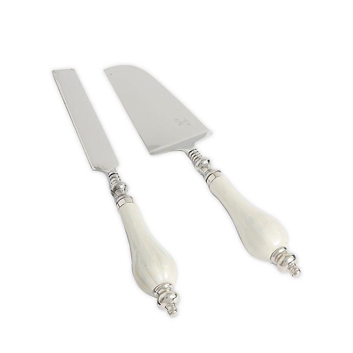 slide 1 of 1, Julia Knight Peony Cake Knife and Server Set - Snow, 1 ct