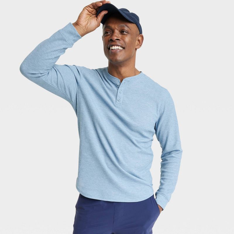 All in Motion Men's Waffle-Knit Henley Athletic Top 