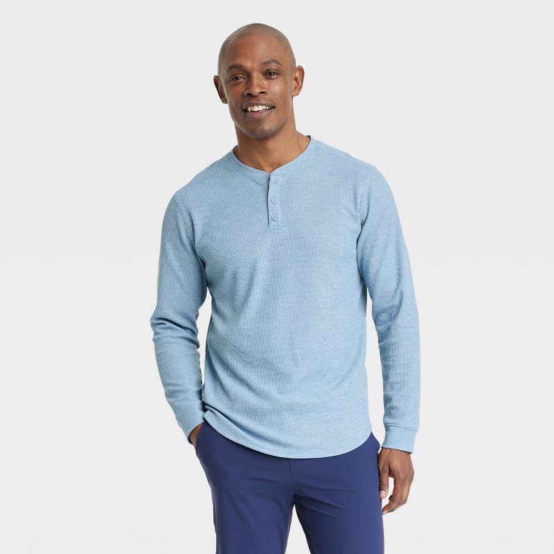 Waffle Long -Sleeve Henley T-Shirt