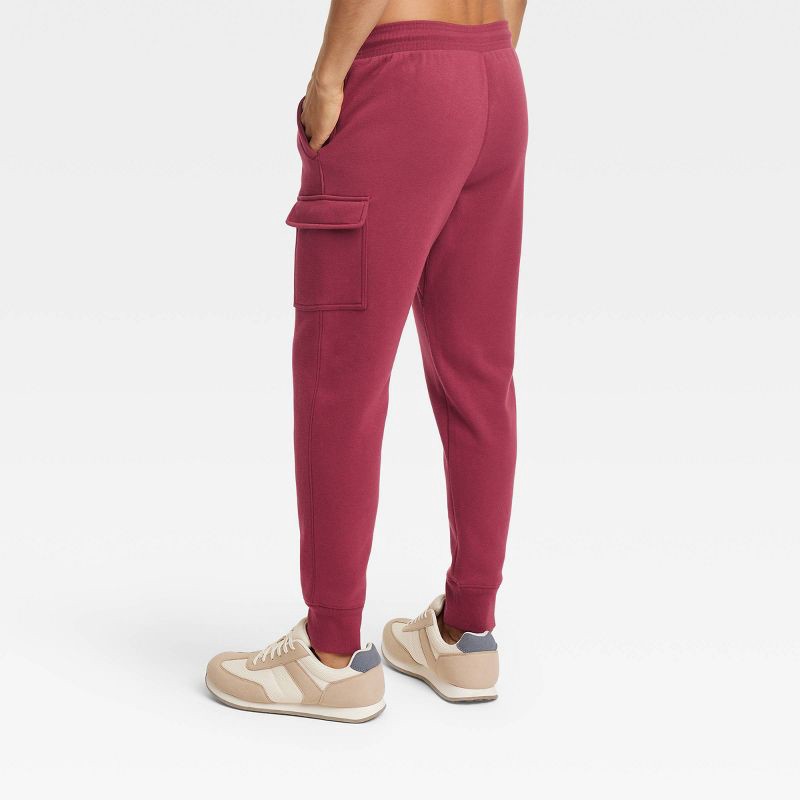 slide 3 of 3, Men's Cotton Fleece Cargo Jogger Pants - All in Motion Red S, 1 ct