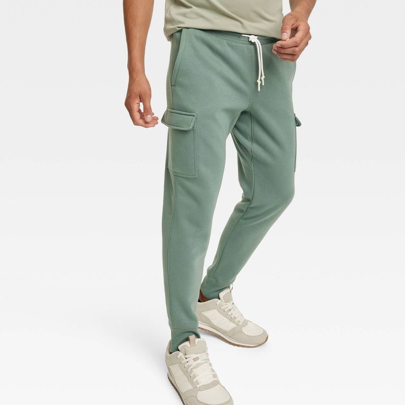 Men's Cotton Fleece Cargo Jogger Pants - All in Motion Green L 1 ct