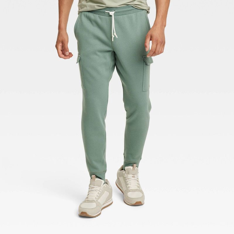 Men's Cotton Fleece Cargo Jogger Pants - All in Motion Green XL 1