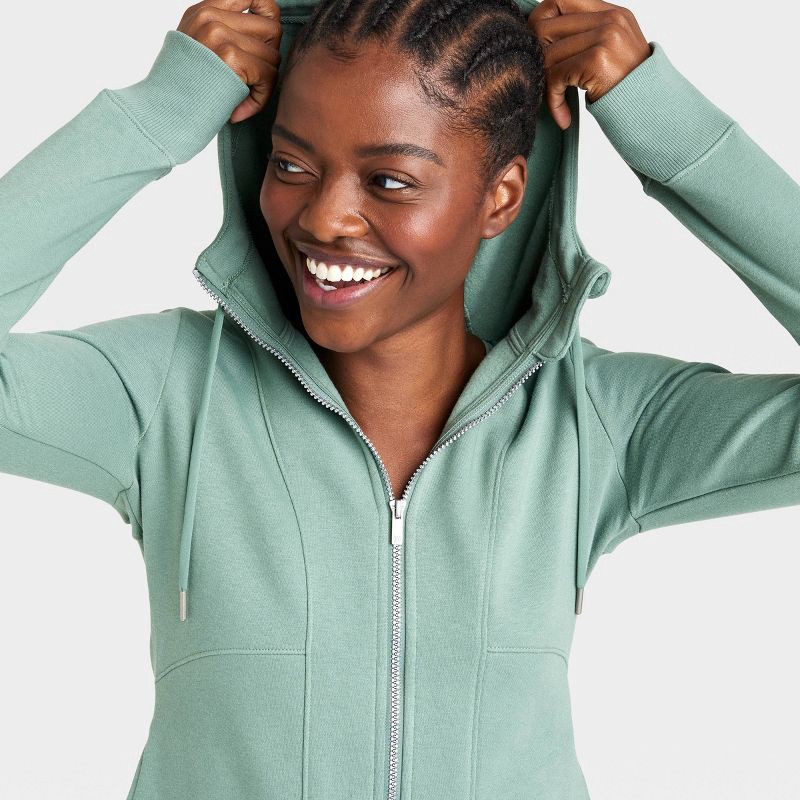 Women's Full Zip Fleece Hoodie - All in Motion Green L 1 ct