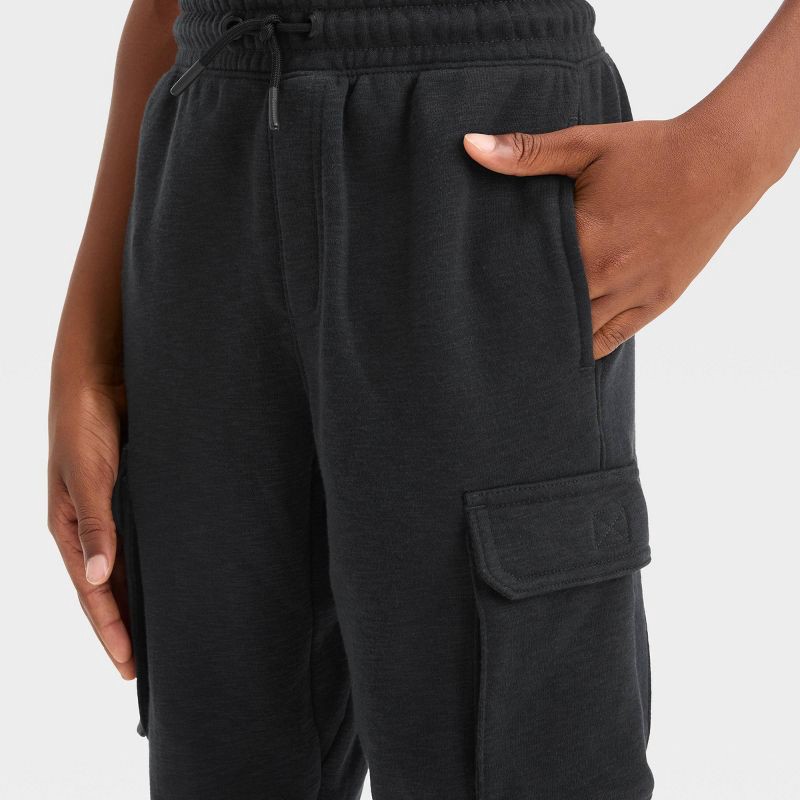 Boys' Cargo Fleece Jogger Pants - All in Motion Black XL 1 ct