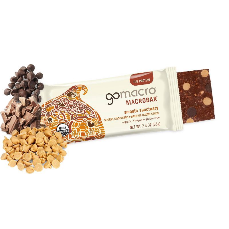 slide 5 of 9, GoMacro Double Chocolate + Peanut Butter Chips MacroBar - 1ct/ 2.3oz, 1 ct, 2.3 oz