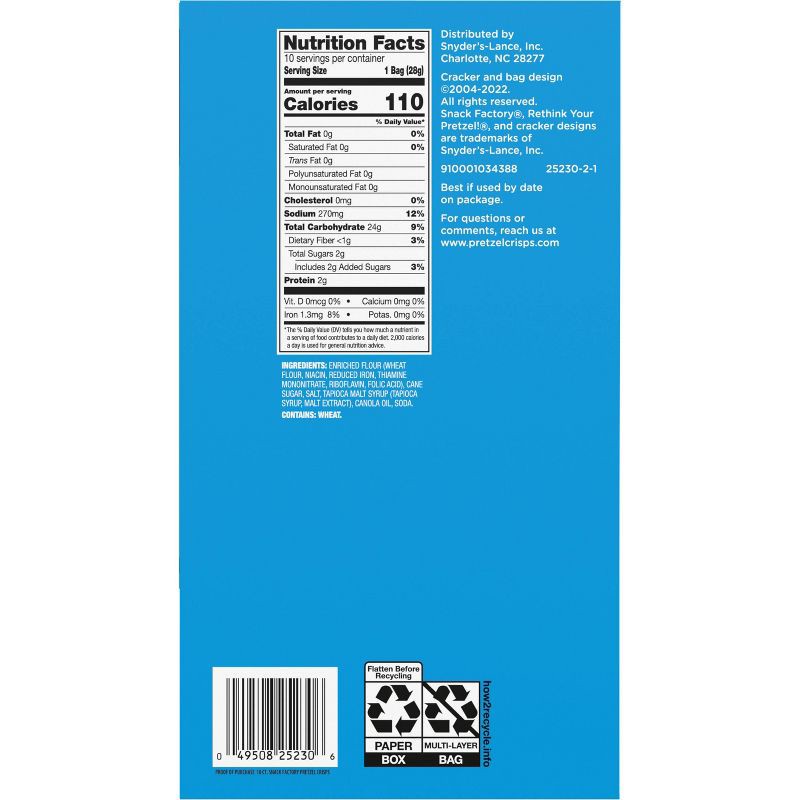 slide 2 of 6, Snack Factory Pretzel Crisps Original Snacks - 10oz/10ct, 10 ct; 10 oz