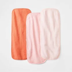 Baby 3pk Basic Muslin Burp Cloth - Cloud Island™ Pink: Cotton, 0-12 Months, 19.5" x 8.25"