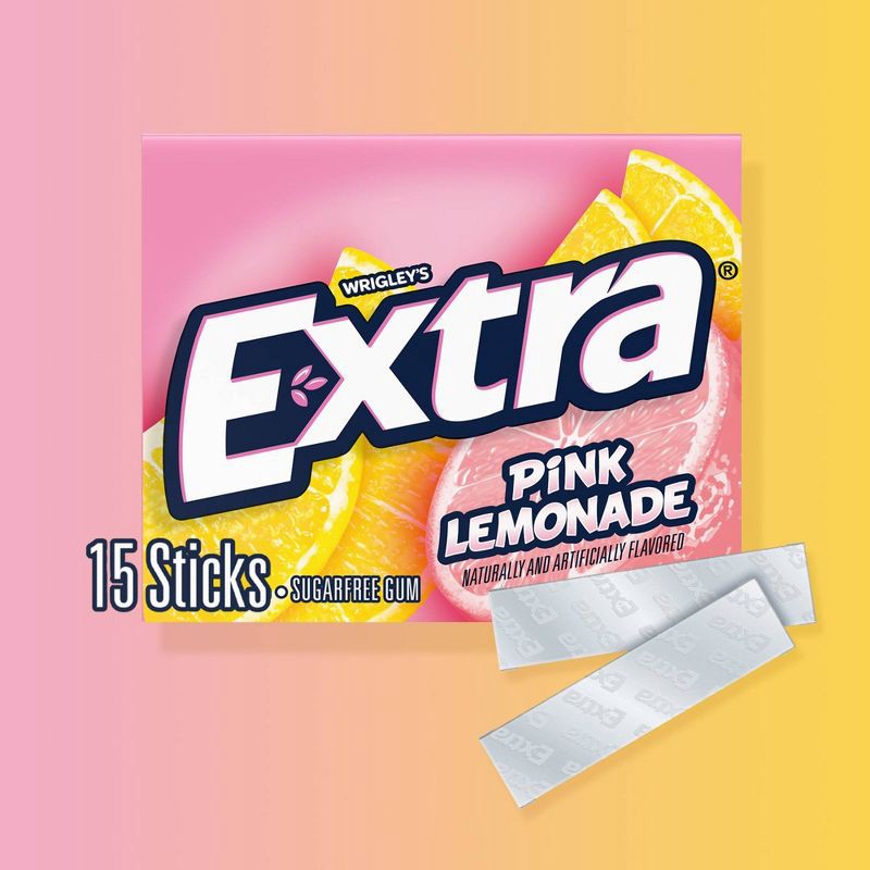 slide 3 of 9, Extra Pink Lemonade Sugar Free Gum Limited Edition Chewing Gum, 15 Sticks, 1 ct