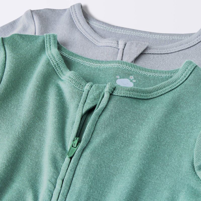 slide 3 of 4, Baby Boys' 2pk So Very Soft Modal Blend Romper - Cloud Island™ Green 6-9M: Midweight Long Sleeve Jumpsuit, 2 ct