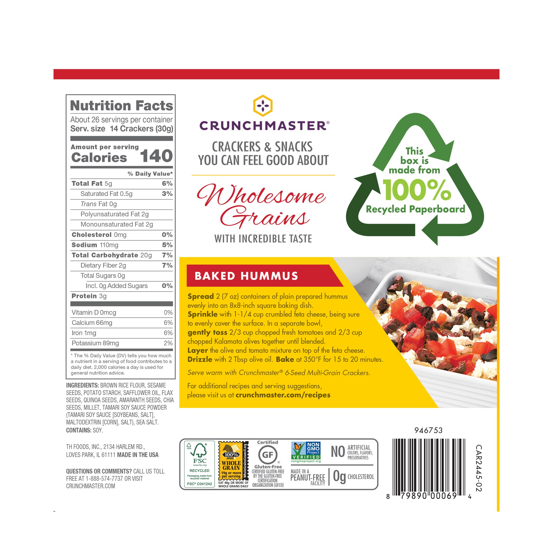 slide 2 of 2, Crunchmaster Multi-Grain Crackers, 28 oz, 