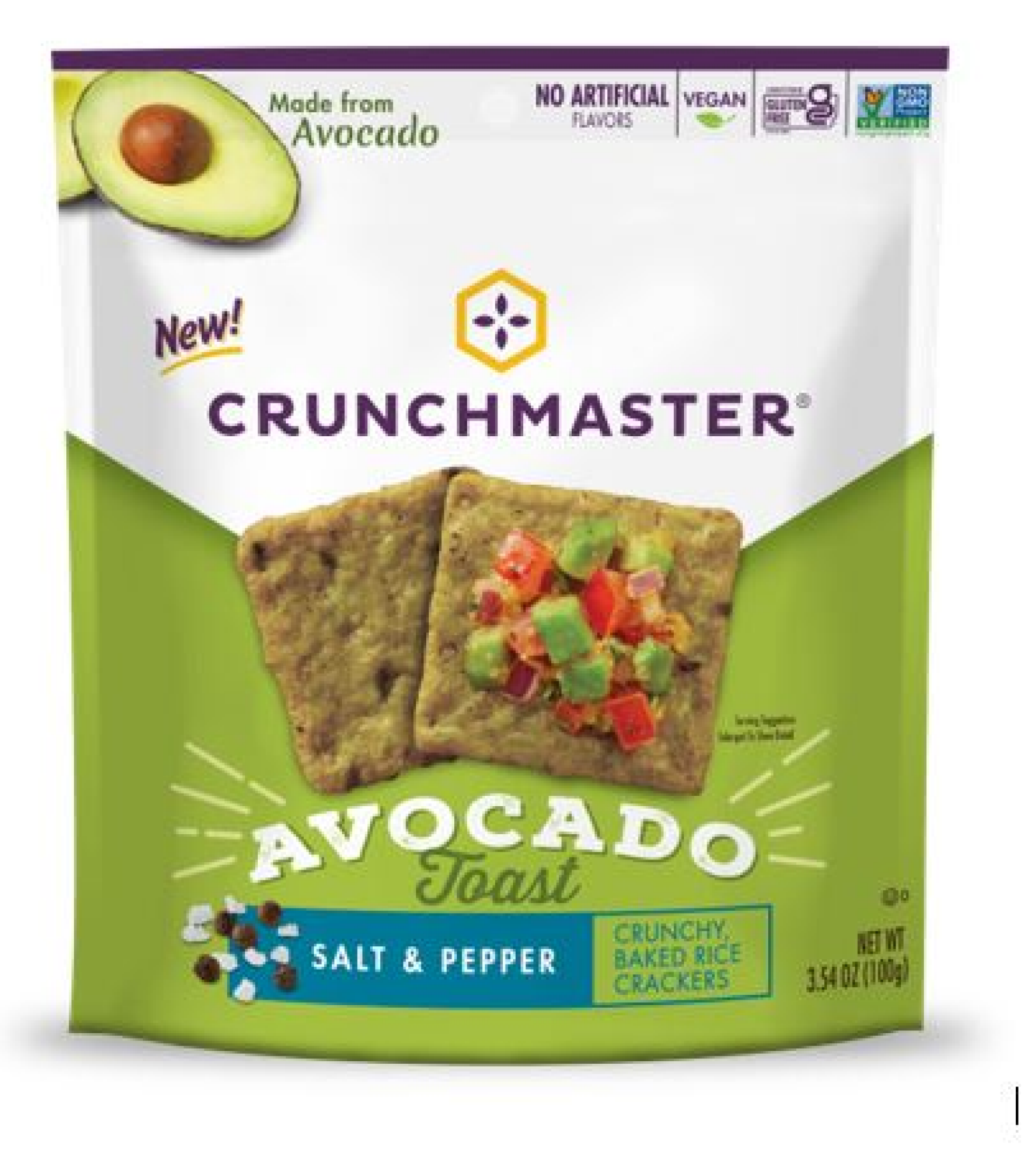 slide 1 of 1, Crunchmaster Avocado Toast Salt & Pepper, 3.54 oz